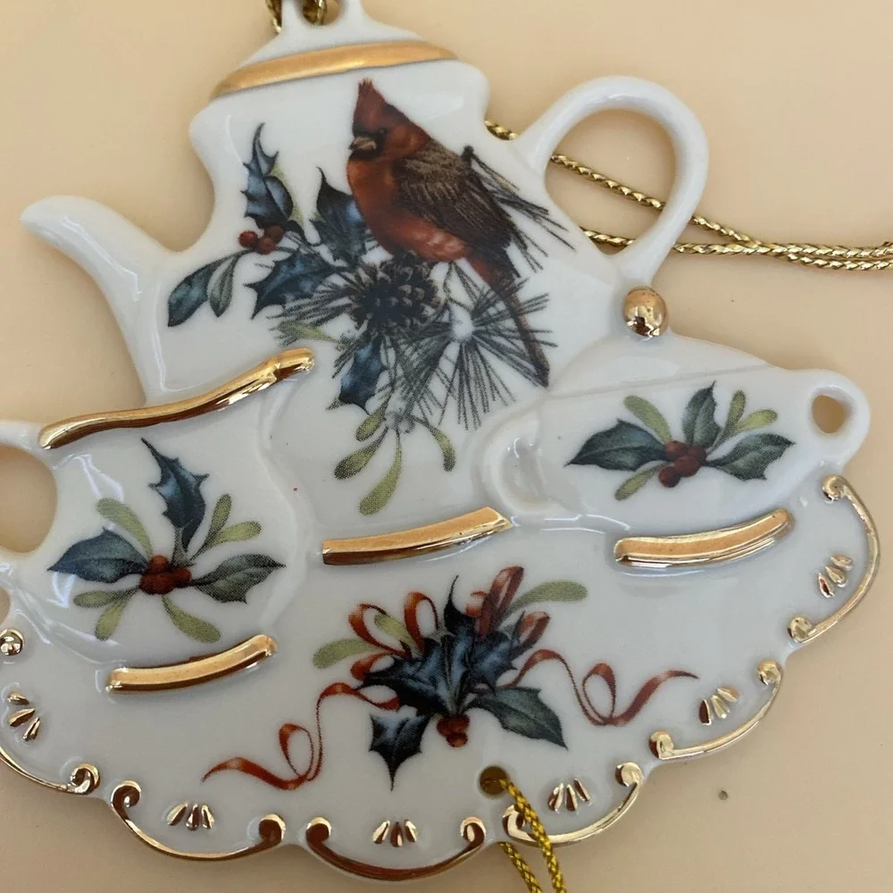 Lenox Winter Greetings Tea Set Ornament by Catherine McClung